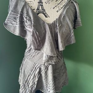 Olive green v neck ruffle top